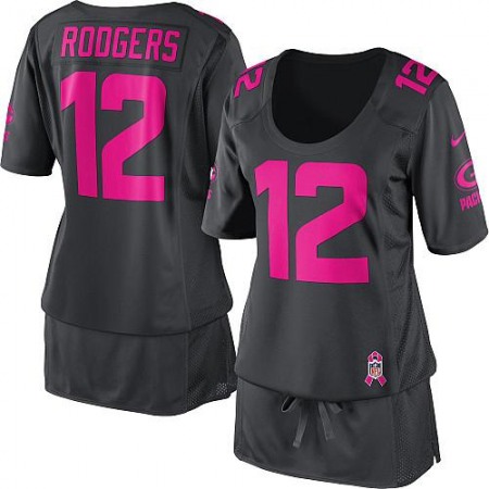 Nike Packers #12 Aaron Rodgers Dark Grey Women's Breast Cancer Awareness Stitched NFL Elite Jersey