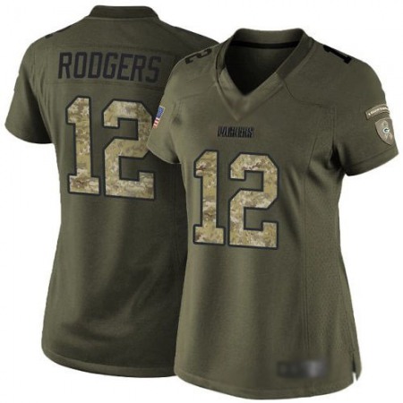 Nike Packers #12 Aaron Rodgers Green Women's Stitched NFL Limited 2015 Salute to Service Jersey