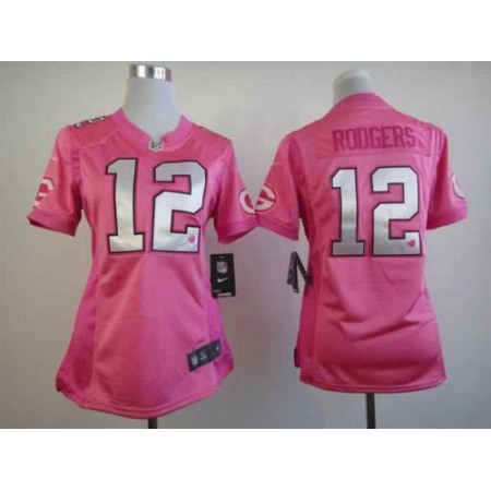 Nike Packers #12 Aaron Rodgers Pink Women's Be Luv'd Stitched NFL Elite Jersey