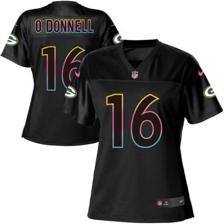 Nike Packers #16 Pat O'Donnell Black Women's NFL Fashion Game Jersey