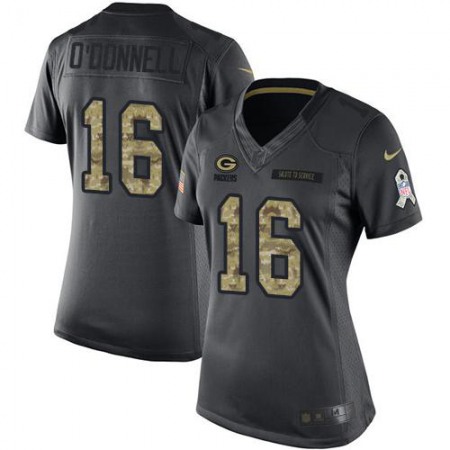 Nike Packers #16 Pat O'Donnell Black Women's Stitched NFL Limited 2016 Salute to Service Jersey