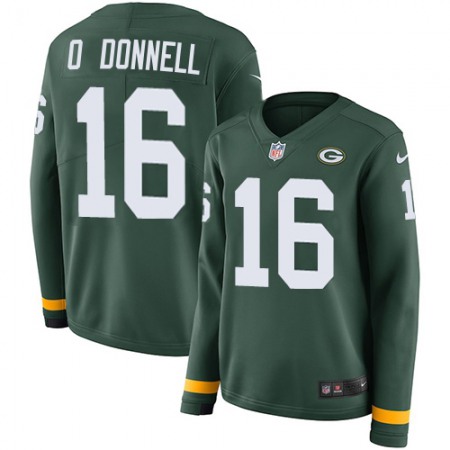 Nike Packers #16 Pat O'Donnell Green Team Color Women's Stitched NFL Limited Therma Long Sleeve Jersey