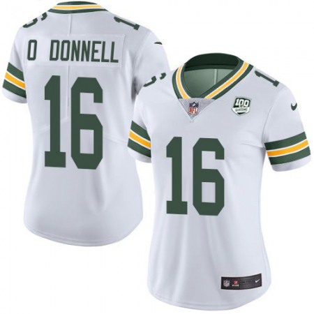 Nike Packers #16 Pat O'Donnell White Women's 100th Season Stitched NFL Vapor Untouchable Limited Jersey