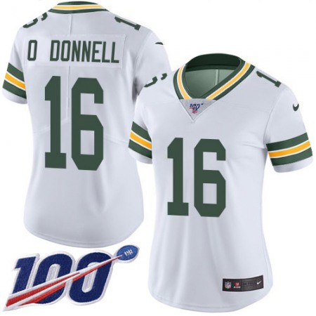 Nike Packers #16 Pat O'Donnell White Women's Stitched NFL 100th Season Vapor Untouchable Limited Jersey