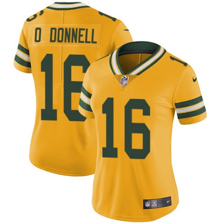 Nike Packers #16 Pat O'Donnell Yellow Women's 100th Season Stitched NFL Limited Rush Jersey