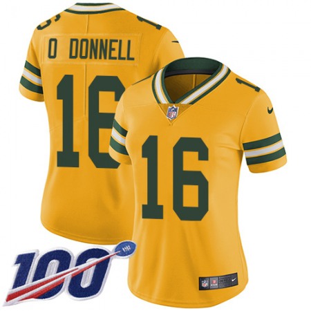 Nike Packers #16 Pat O'Donnell Yellow Women's Stitched NFL Limited Rush Jersey