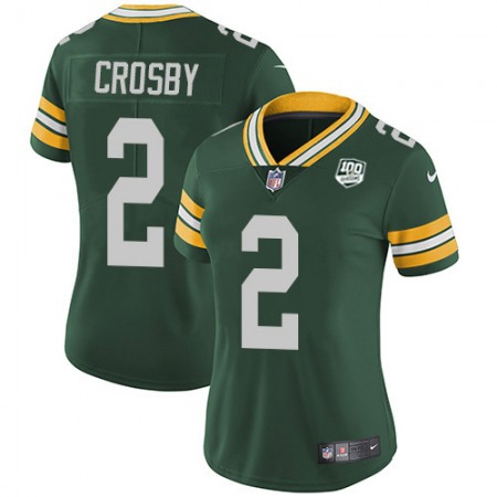 Nike Packers #2 Mason Crosby Green Team Color Women's 100th Season Stitched NFL Vapor Untouchable Limited Jersey