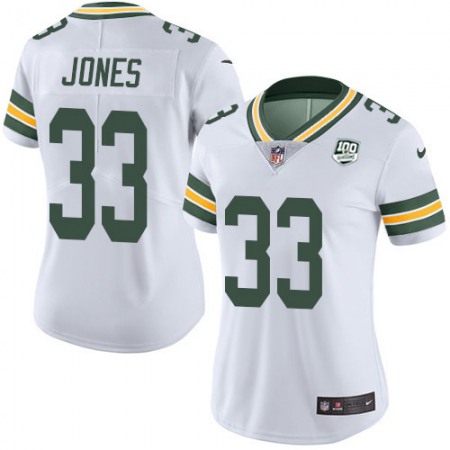 Nike Packers #33 Aaron Jones White Women's 100th Season Stitched NFL Vapor Untouchable Limited Jersey