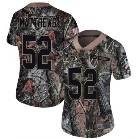 Nike Packers #52 Clay Matthews Camo Women's Stitched NFL Limited Rush Realtree Jersey