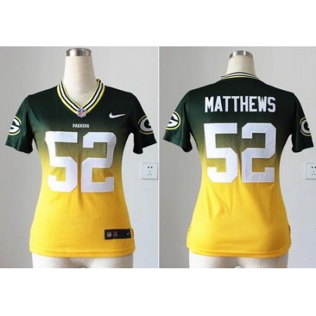 Nike Packers #52 Clay Matthews Green/Gold Women's Stitched NFL Elite Fadeaway Fashion Jersey