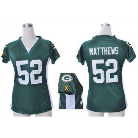 Nike Packers #52 Clay Matthews Green Team Color Draft Him Name & Number Top Women's Stitched NFL Elite Jersey