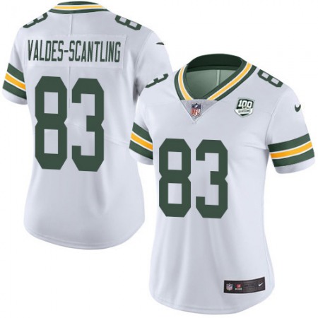 Nike Packers #83 Marquez Valdes-Scantling White Women's 100th Season Stitched NFL Vapor Untouchable Limited Jersey