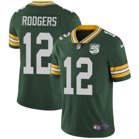 Nike Packers #12 Aaron Rodgers Green Team Color Youth 100th Season Stitched NFL Vapor Untouchable Limited Jersey