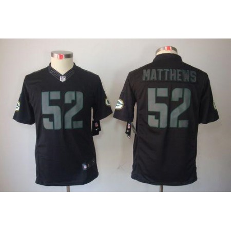 Nike Packers #52 Clay Matthews Black Impact Youth Stitched NFL Limited Jersey