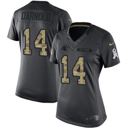Nike Panthers #14 Sam Darnold Black Women's Stitched NFL Limited 2016 Salute to Service Jersey