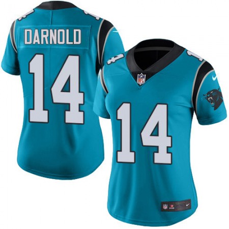 Nike Panthers #14 Sam Darnold Blue Women's Stitched NFL Limited Rush Jersey