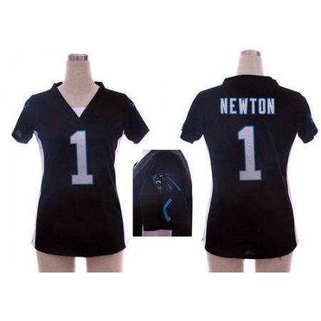 Nike Panthers #1 Cam Newton Black Team Color Draft Him Name & Number Top Women's Stitched NFL Elite Jersey