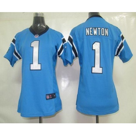 Nike Panthers #1 Cam Newton Blue Alternate Women's Stitched NFL Elite Jersey