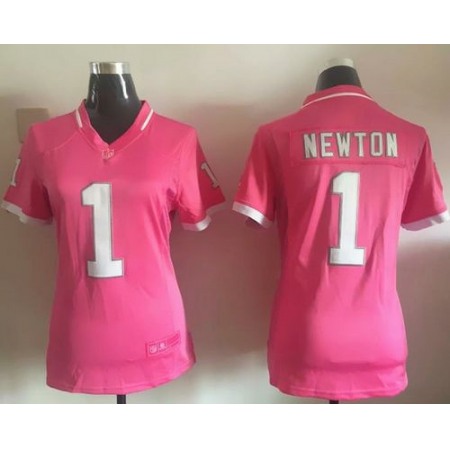 Nike Panthers #1 Cam Newton Pink Women's Stitched NFL Elite Bubble Gum Jersey