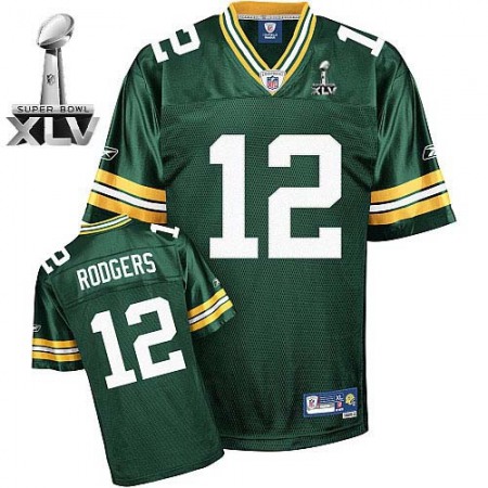 Packers #12 Aaron Rodgers Green Super Bowl XLV Stitched Youth NFL Jersey