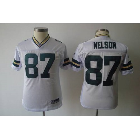 Packers #87 Jordy Nelson White Stitched Youth NFL Jersey