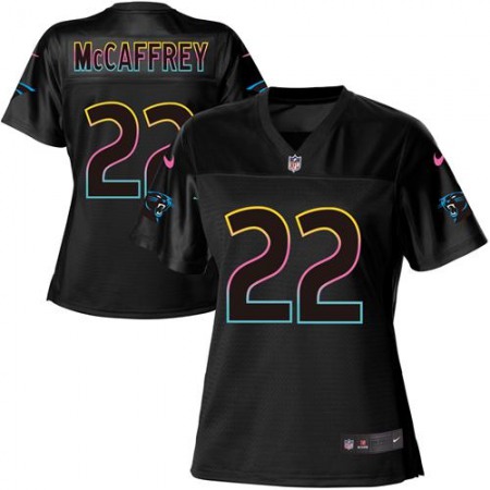 Nike Panthers #22 Christian McCaffrey Black Women's NFL Fashion Game Jersey