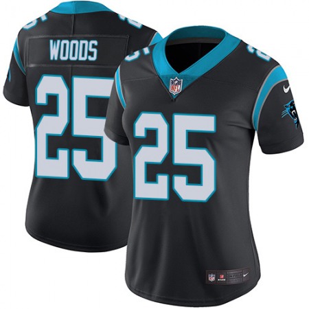 Nike Panthers #25 Xavier Woods Black Team Color Women's Stitched NFL Vapor Untouchable Limited Jersey