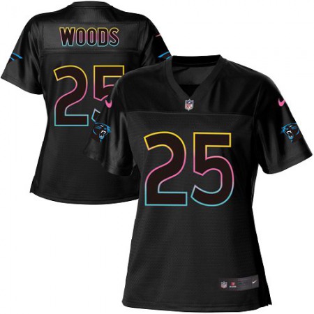 Nike Panthers #25 Xavier Woods Black Women's NFL Fashion Game Jersey