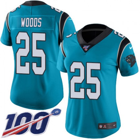 Nike Panthers #25 Xavier Woods Blue Alternate Women's Stitched NFL 100th Season Vapor Untouchable Limited Jersey