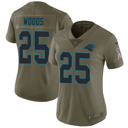 Nike Panthers #25 Xavier Woods Olive Women's Stitched NFL Limited 2017 Salute To Service Jersey