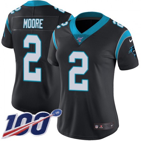 Nike Panthers #2 DJ Moore Black Team Color Women's Stitched NFL 100th Season Vapor Untouchable Limited Jersey