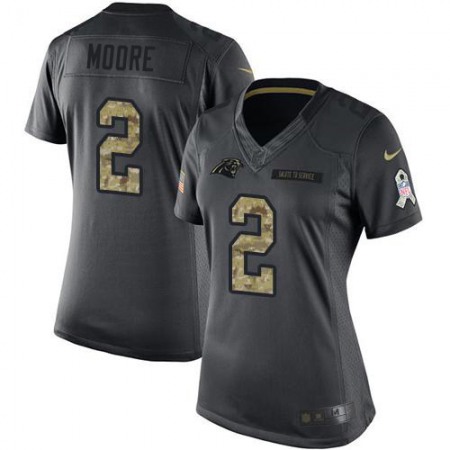 Nike Panthers #2 DJ Moore Black Women's Stitched NFL Limited 2016 Salute to Service Jersey