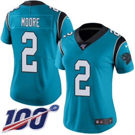Nike Panthers #2 DJ Moore Blue Alternate Women's Stitched NFL 100th Season Vapor Untouchable Limited Jersey