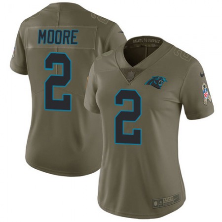 Nike Panthers #2 DJ Moore Olive Women's Stitched NFL Limited 2017 Salute To Service Jersey