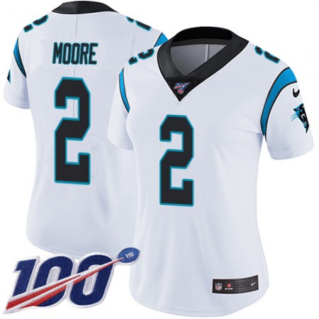 Nike Panthers #2 DJ Moore White Women's Stitched NFL 100th Season Vapor Untouchable Limited Jersey