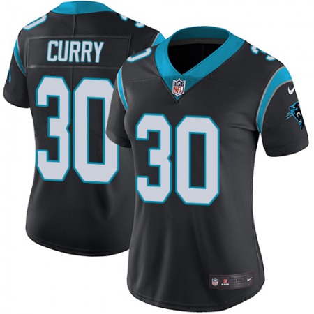 Nike Panthers #30 Stephen Curry Black Team Color Women's Stitched NFL Vapor Untouchable Limited Jersey