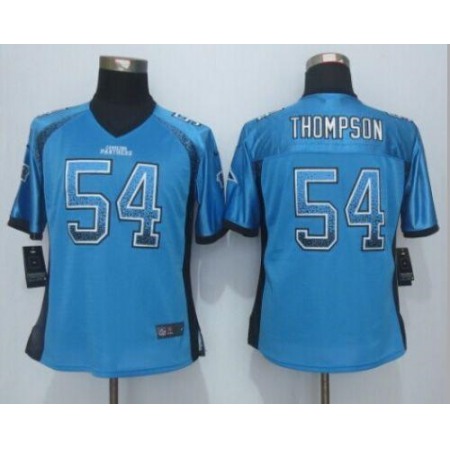 Nike Panthers #54 Shaq Thompson Blue Alternate Women's Stitched NFL Elite Drift Fashion Jersey