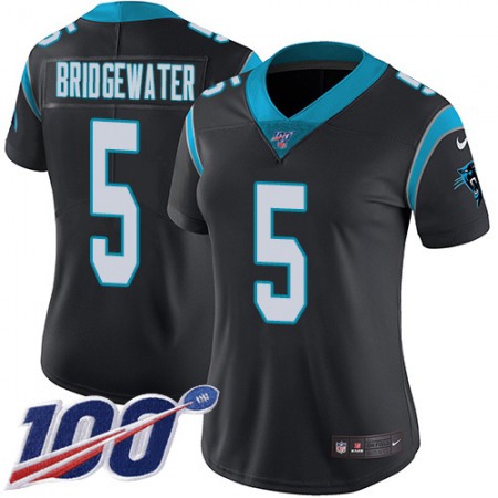 Nike Panthers #5 Teddy Bridgewater Black Team Color Women's Stitched NFL 100th Season Vapor Untouchable Limited Jersey