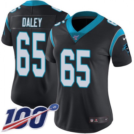 Nike Panthers #65 Dennis Daley Black Team Color Women's Stitched NFL 100th Season Vapor Untouchable Limited Jersey