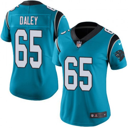 Nike Panthers #65 Dennis Daley Blue Women's Stitched NFL Limited Rush Jersey