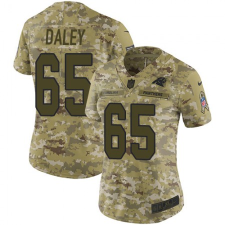 Nike Panthers #65 Dennis Daley Camo Women's Stitched NFL Limited 2018 Salute To Service Jersey
