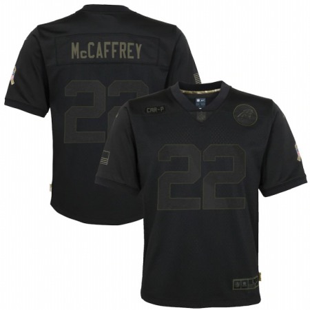 Carolina Panthers #22 Christian McCaffrey Nike Youth 2020 Salute to Service Game Jersey Black