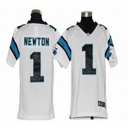 Nike Panthers #1 Cam Newton White Youth Stitched NFL Elite Jersey