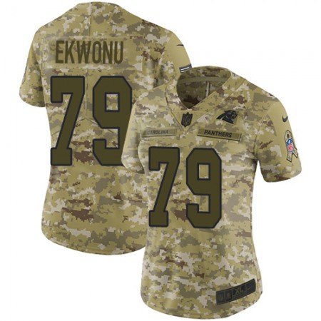 Nike Panthers #79 Ikem Ekwonu Camo Women's Stitched NFL Limited 2018 Salute To Service Jersey