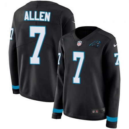Nike Panthers #7 Kyle Allen Black Team Color Women's Stitched NFL Limited Therma Long Sleeve Jersey