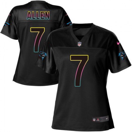 Nike Panthers #7 Kyle Allen Black Women's NFL Fashion Game Jersey