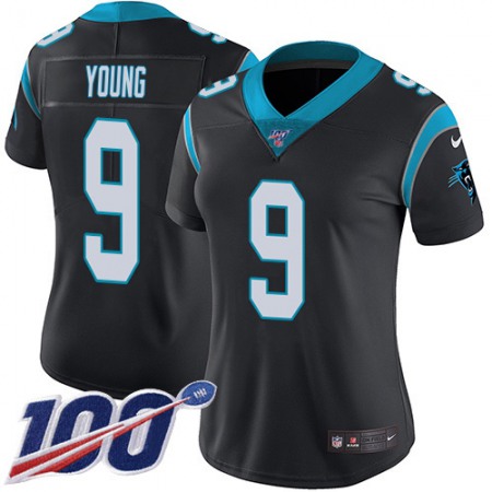 Nike Panthers #9 Bryce Young Black Team Color Women's Stitched NFL 100th Season Vapor Untouchable Limited Jersey