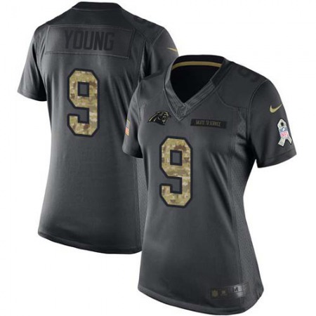 Nike Panthers #9 Bryce Young Black Women's Stitched NFL Limited 2016 Salute to Service Jersey