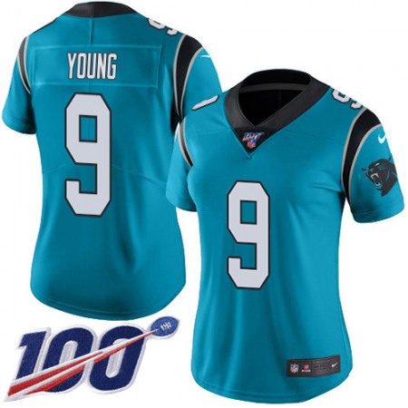 Nike Panthers #9 Bryce Young Blue Alternate Women's Stitched NFL 100th Season Vapor Untouchable Limited Jersey