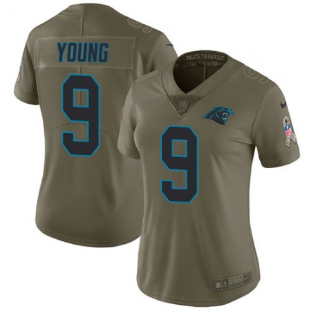 Nike Panthers #9 Bryce Young Olive Women's Stitched NFL Limited 2017 Salute To Service Jersey